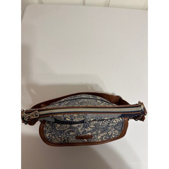 Sakroots Artist Circle Navy Floral Shoulder Cross Body Purse Charm Blue White - Picture 7 of 8